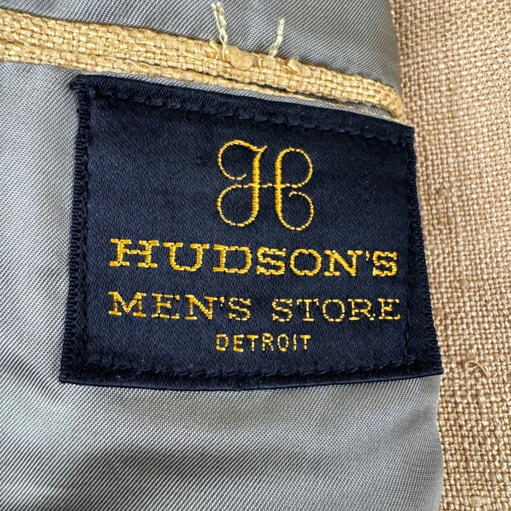 Hudson's Men's Store Silk Blazer Mens 40R Tan Vintage Two Button Sport‎ Coat
